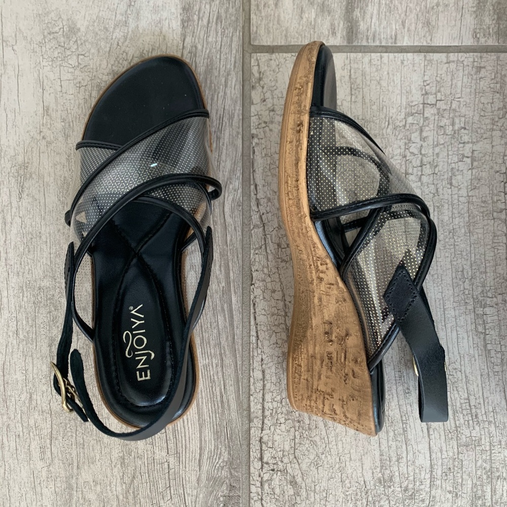 Platform Wedges with Translucent Strap